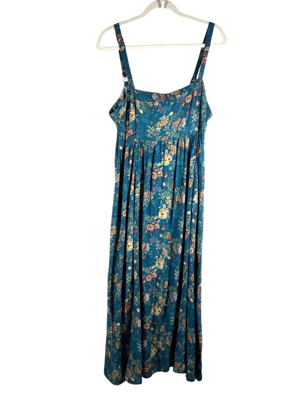 Natural Life Blue Floral Maxi sundress Adjustable Straps & back Button Detail L - Picture 2 of 11